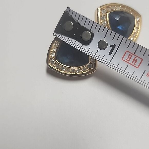 Vintage Christian Dior Blue Cluster Earrings Regal Statement Pave 3/4” CLIP - Picture 6 of 6